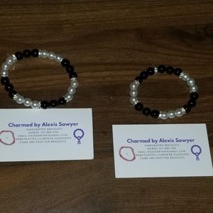 pearl beads 8mm lvory and black